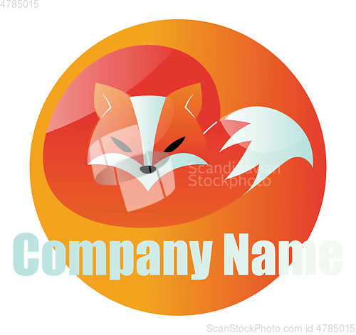 Image of Modern fox inside orange circle vector logo design on a white ba