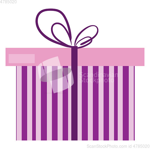 Image of A present box wrapped in stylish pink and blue striped decorativ