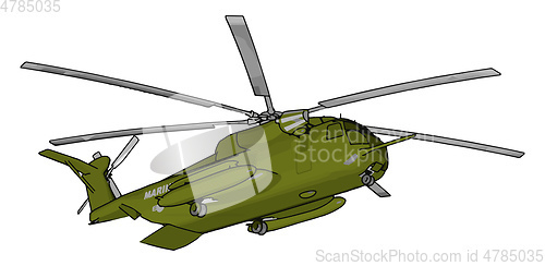 Image of 3D vector illustration on white background of a green military h