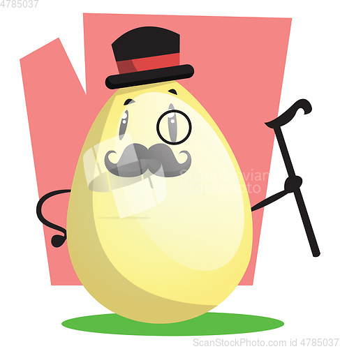 Image of Gallant Easter egg with monocle and top hat illustration web vec