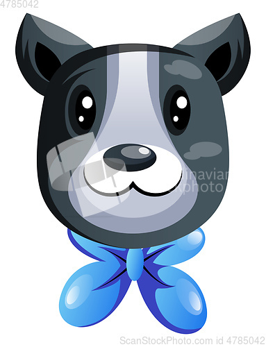 Image of Cute black dog with blue tie vector illustartion on white backgr