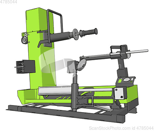 Image of Vector illustration of  a green bore lathe white background