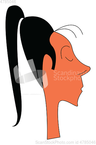 Image of Portrait of girl with long black ponytailed hair style vector co