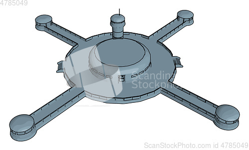 Image of Grey cross-shaped spaceship vector illustration on white backgro
