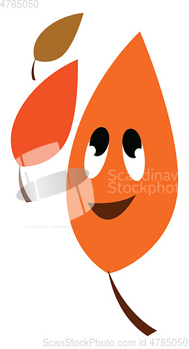 Image of Orange color happy leaf vector or color illustration