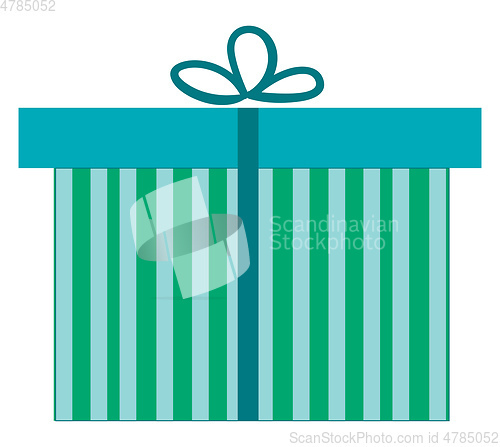 Image of A present box wrapped in stylish green striped decorative paper 
