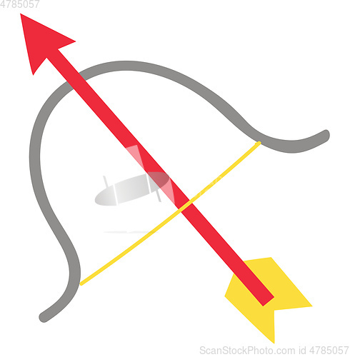 Image of Grey bow and red arrow with yellow feathers vector illustration 