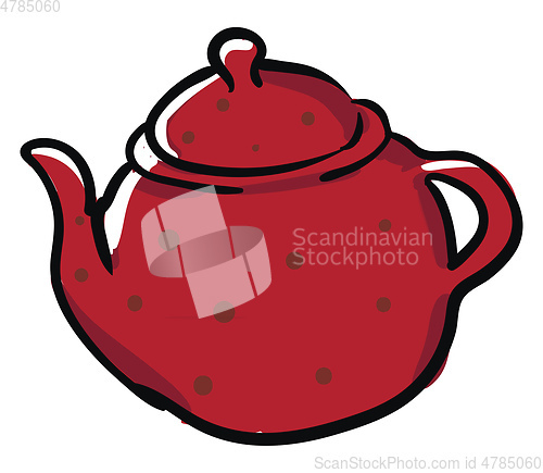 Image of Clipart of a red-colored teapot/Evening snacks time vector or co