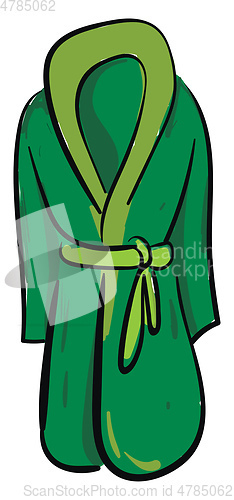 Image of Clipart of a showcase green-colored bathrobe over white backgrou