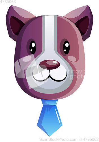 Image of Purple cartoon dog with blue tie vector illustartion on white ba