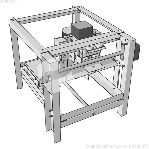 Image of Vector illustration of a cnc machine on white background