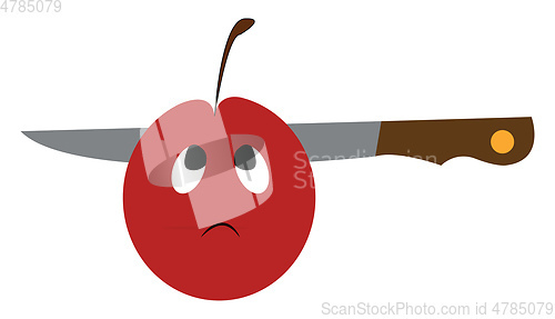 Image of Sad face apple vector or color illustration