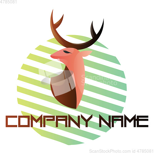 Image of Simple logo vector illustration of a deer head on a green and wh