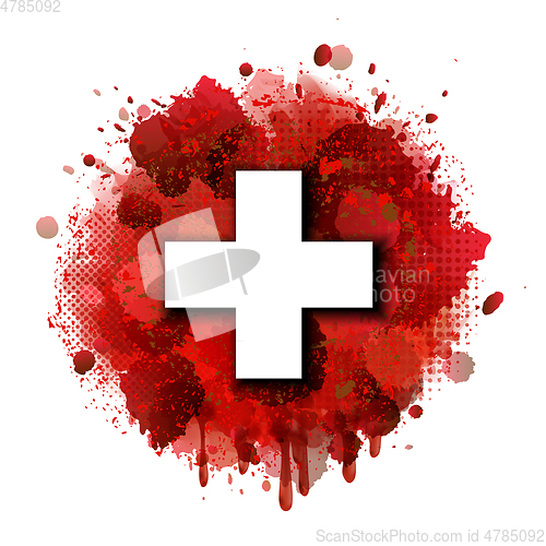 Image of Flag of Switzerland on red paint splashes