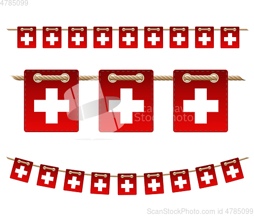 Image of Set of Switzerland garland flag on white. Vector
