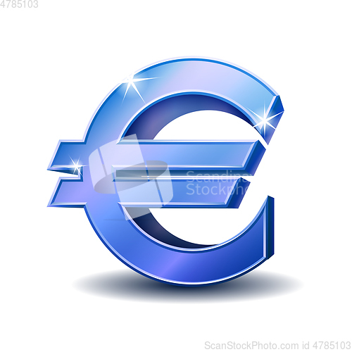 Image of Blue euro sign isolated on white background