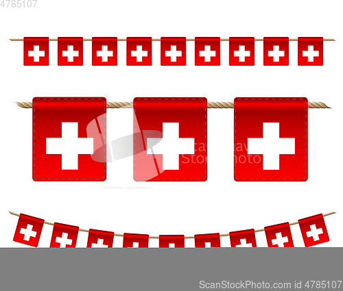 Image of Set of Switzerland garland flag on white. Vector