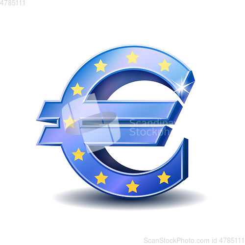 Image of Blue euro sign isolated on white background