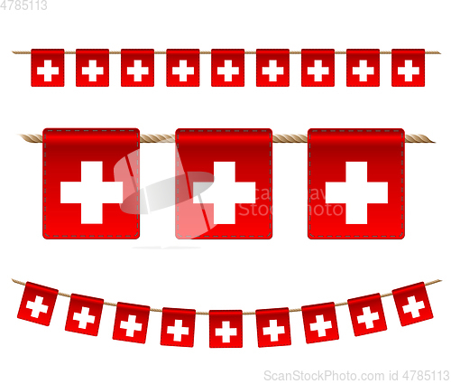 Image of Set of Switzerland garland flag on white. Vector