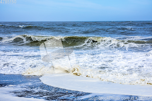 Image of stormy ocean scenery background