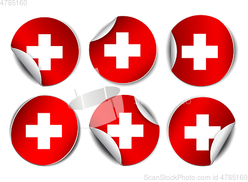 Image of Set of Bright sticker with flag of Swiss