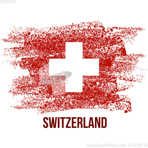 Image of Swiss national day card with Flag in grungy style.