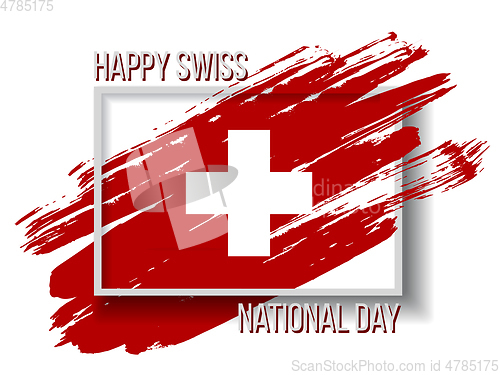 Image of Swiss national day card with Flag in grungy style.