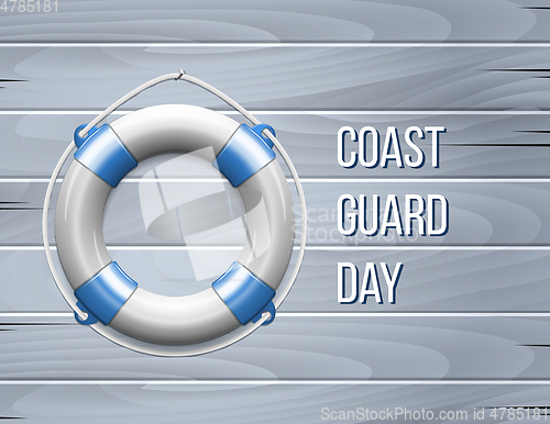 Image of Coast guard day greeting card with Life Buoy