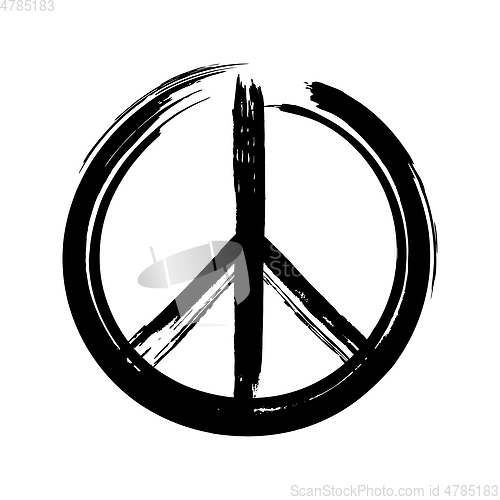 Image of Black peace symbol created in grunge style