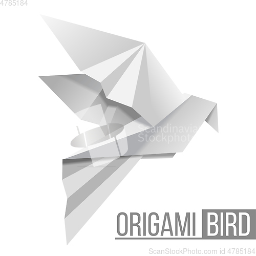 Image of Origami paper bird. Flying pigeon isolated on white