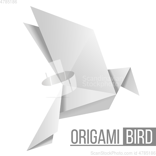 Image of Origami paper bird. Flying pigeon isolated on white