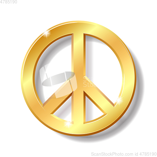 Image of Gold peace symbol isolated on white background