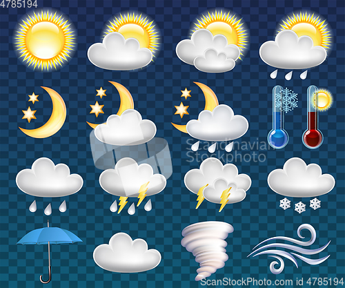 Image of Set of different weather icons vector illustration