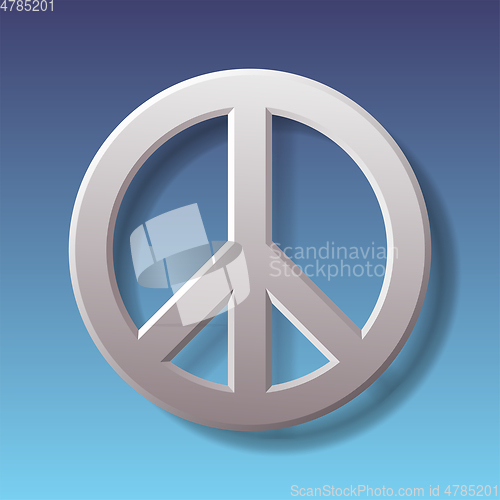 Image of Peace symbol on blue background with shadow.