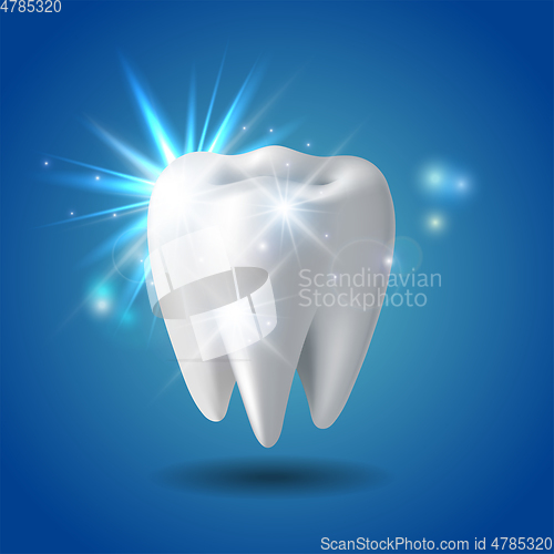 Image of White shining tooth, concept whitening of human tooth.