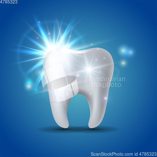 Image of White shining tooth, concept whitening of human tooth.