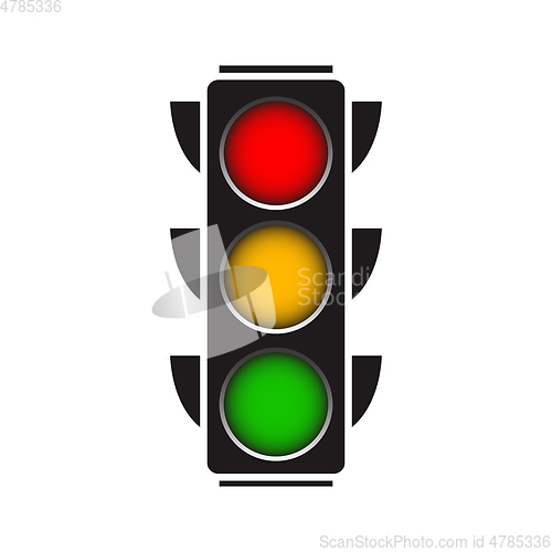 Image of Traffic lights with all three colors on.