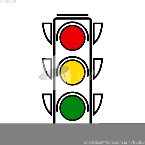 Image of Traffic lights with all three colors on.