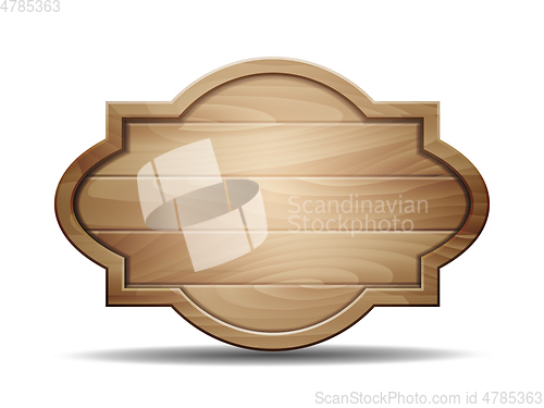 Image of Vector realistic illustration of wooden signboard on white
