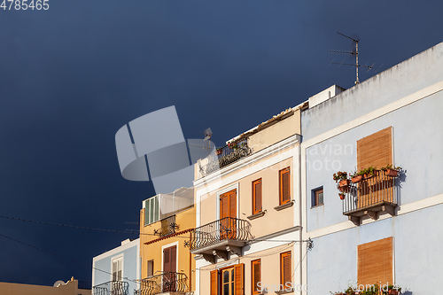 Image of some houses at bad weather Lipari Sicily Italy