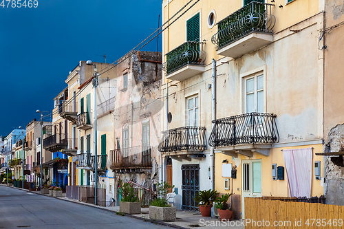 Image of some houses at bad weather Lipari Sicily Italy