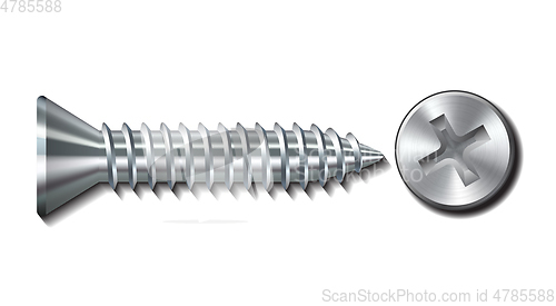 Image of Bolt screw metal pin with head slot and side view