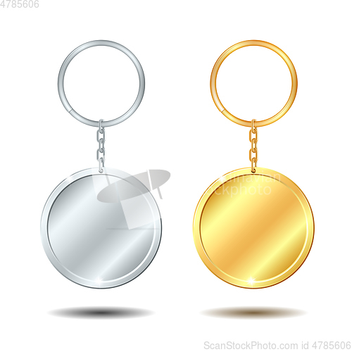 Image of Template Metal Keychains Set Golden and Silver Circle