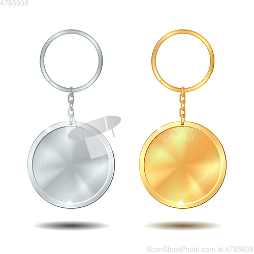 Image of Template Metal Keychains Set Golden and Silver Circle