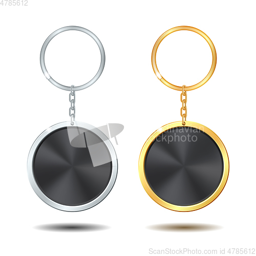 Image of Template Metal Keychains Set Golden and Silver Circle