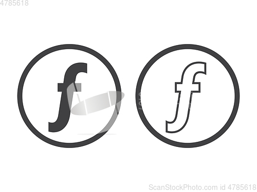 Image of Florin currency vector icon, mathematical function symbol sign