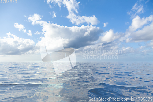 Image of blue sky with white clouds over the sea