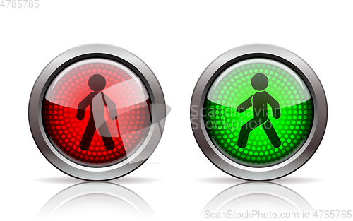 Image of Pedestrian traffic lights red and green isolated on white