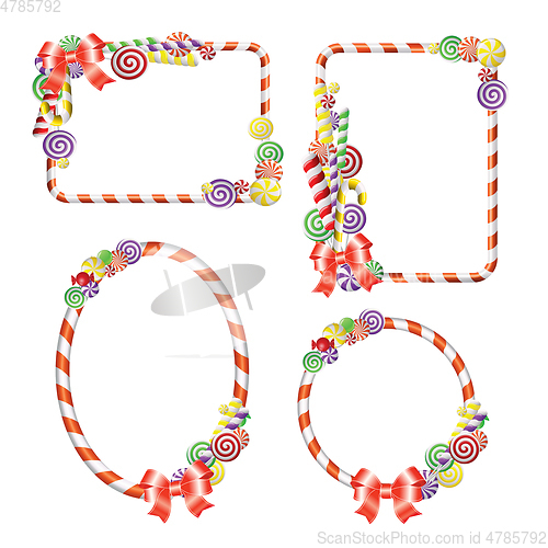 Image of Sweet frame with colorful candies. Vector illustration