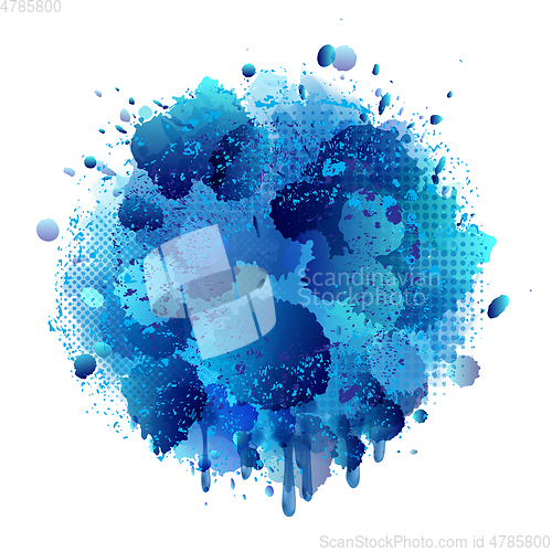 Image of Blue spray paint with abstract splatter color background.